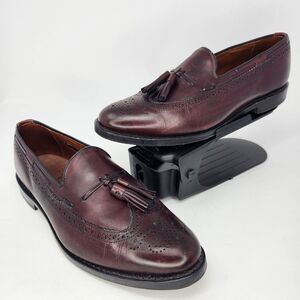 Allen Edmonds Mens Manchester Merlot Leather Wingtip Tassel Loafers Size 9.5